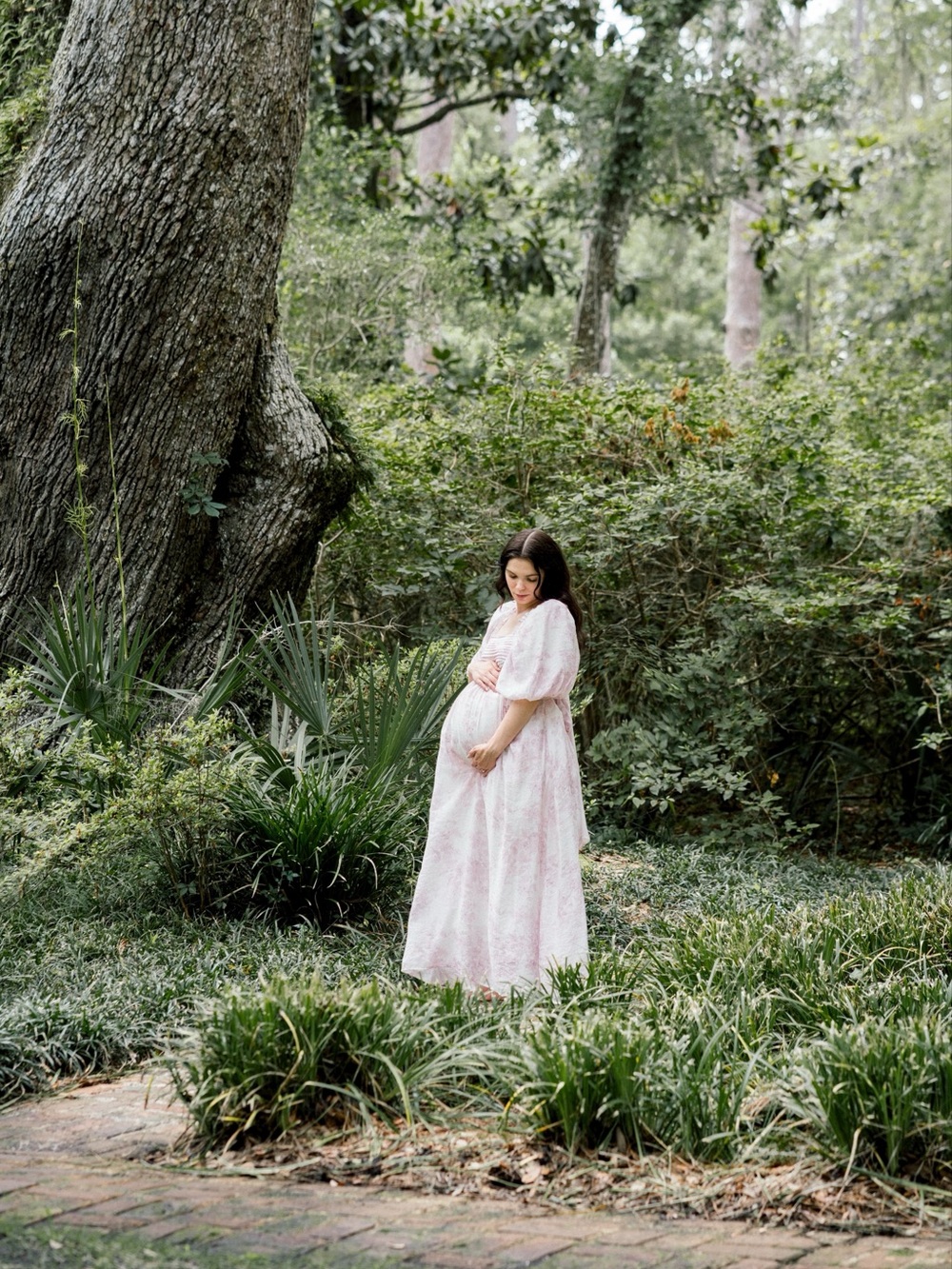 Melody Maxi Dress with Pleats and Bow Detail in Pink Toile - Bump Friendly Small - Picture 3 of 4